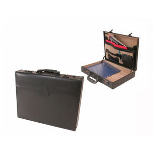 Bond Street Ltd Bond Street 456030BLK 3.5 in. Professional Leather Look Attache Briefcase with Dual Combination Locks-Black