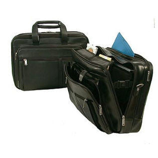 Bond Street Ltd Bond Street 552708BLK Exec. Leather Two Gusset Computer Briefcase in Black