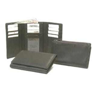 Bond Street Ltd Bond Street 930778BLK Bond Street, NOIR, 5 .75 inch JDD Soft Leather Flap Over Wallet with Back Coin Purse in Black