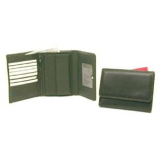 Bond Street Ltd Bond Street 930791BLK Bond Street, NOIR, 5 .75 Inch JDD Leather Flap Over Wallet with Inside Coin Purse