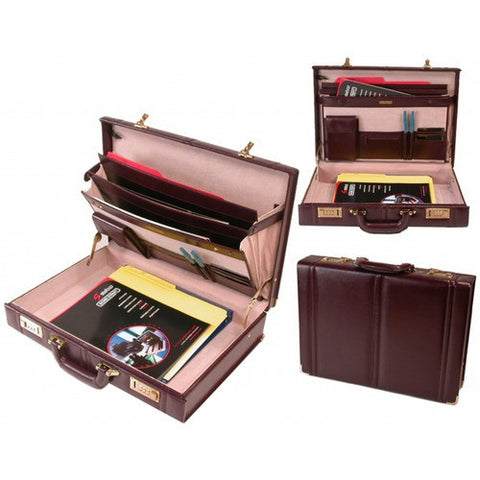 Bond Street Crown Extended Edge Leather Attache Case - 425008BUR