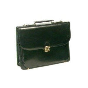 Bond Street 541882BLK Crown Leather Briefcase- Black