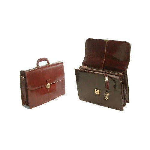 Bond Street Executive Prestige Italian Leather Flap-Over Briefcase 590740WIN