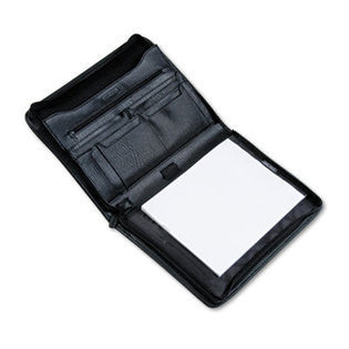 Bond Street, Ltd.  Pad Holder, Leather-Look, Zipper, File Pockets, Writing Pad, Black