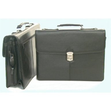 Bond Street Ltd Executive Leather 2 Gusset Key Lock Flapover Briefcase