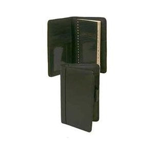 Bond Street 730111BLK Black Soft Leather Pocket Organizer Wallet with ID window in Black