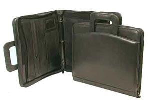 Bond Street 730146BLK Hunter Leather Zip Around Letter Size 3-Ring Organizer with sliding handles in Black