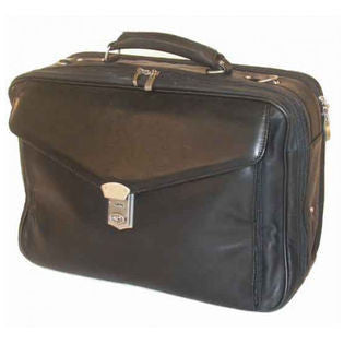 Bond Street Ltd  Bond Street 730536BLK Black Soft Nappa Leather Laptop Briefcase with Organizer