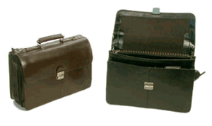 Bond Street 768182BRN Flapover Key Lock Executive Leather Briefcase Color- Brown