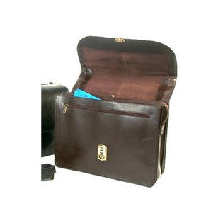 Bond Street Ltd  Key Locking Leather Flap-Over Executive Case with Laptop Slot - Color: Brown