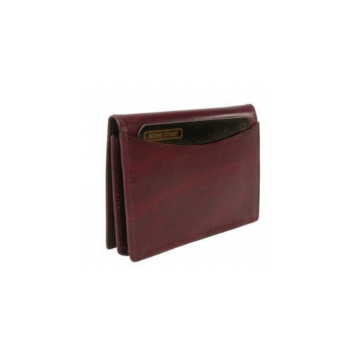 Bond Street Japanese Drum Dyed Cowhide Leather Business Card Case Burgundy