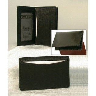 Bond Street Ltd  JDD Men or Womens Leather Business Card Case with Gusset - Color: Black