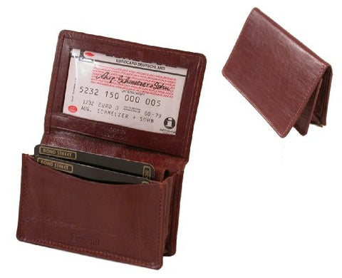 Glazed Cow Hide Leather Business Card Wallet Color: Cognac