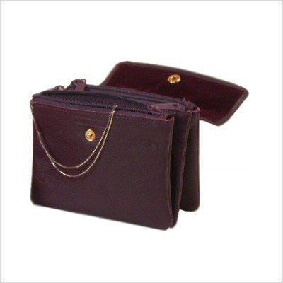 Bond Street L00494PUR Leather 3-pouch Purple Zippered Jewelry Travel Case