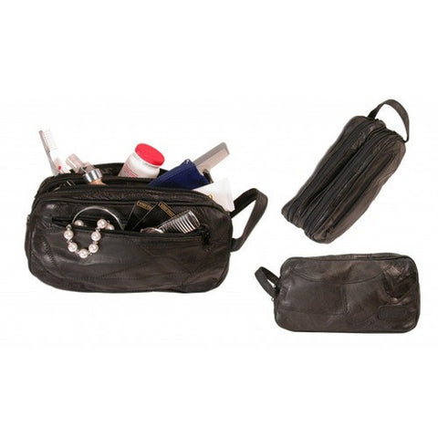 Bond Street Patch Leather Design Travel Toiletries Case L79003BLK